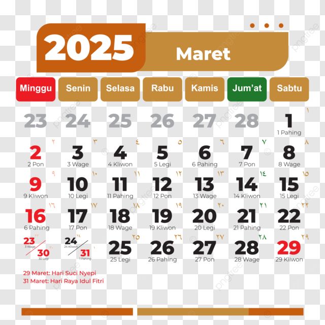 Kalender Maret 2025 Lengkap dengan Tanggal Merah, Hari Libur, dan Kalender Bulanan